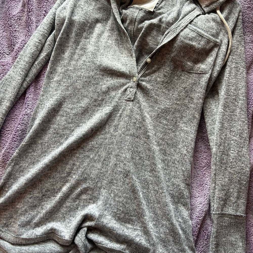 Cozy Gray Hooded Jumpsuit Sleepwear Abercrombie NWT M